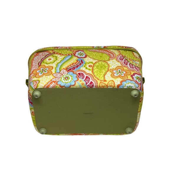 Vintage Multicolor Paisley Fabric Sewing Basket Lockable Lid Retro Craft Storage - Picture 4 of 6